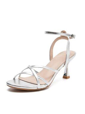 Kitten Heel Open Toe Strappy Ankle Strap Dress Heeled Sandals for Prom Party